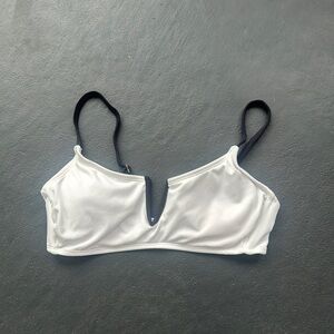 White and Black V-Cut swimsuit top